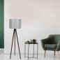 Preview: Stehlampe aus Holz Walnuss mit grauem Hut Φ38x145 cm