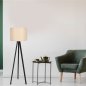 Preview: Stehlampe aus Holz in schwarz mit Hut in ecru Φ38x145 cm