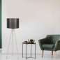Preview: Stehlampe aus Holz in Ecru mit schwarzem Hut Φ38x145 cm