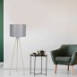 Preview: Stehlampe aus Holz in ekru mit grauem Hut Φ38x145 cm