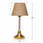 Preview: Tischlampe aus goldenem Boden und beigem Schirm mit Glassröhre 45cm Höhe