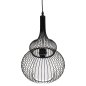 Preview: DECKENHÄNGELEUCHTE SCHWARZES METALL-WEIßES TUCH Φ30x115H cm