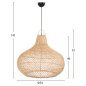 Preview: HÄNGENDE DECKENLEUCHTE NATÜRLICHES RATTAN IN NATÜRLICHER FARBE Φ54x46-141Hcm
