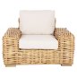 Preview: OUTDOOR LOUNGER MANGO WOOD IN NATURAL-WHITE CUSHIONS 110x88x70-85Hcm