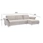 Preview: ECKSOFA MIT WENDBAREM SCHLAFMODELL MAILO, BEIGE STOFF, METALLBEINE 300 x 150 x 80 cm