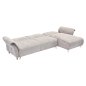 Preview: ECKSOFA MIT WENDBAREM SCHLAFMODELL MAILO, BEIGE STOFF, METALLBEINE 300 x 150 x 80 cm