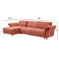 Preview: ECKSOFA MIT WENDBAREM SCHLAFMODELL MAILO, ORANGE STOFF, METALLBEINE 300x150x80Hcm