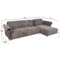 Preview: ECKSOFA MIT WENDBAREM SCHLAFMODELL MAILO, STOFF IN DUNKELGRAU – BEINE AUS METALL, 300 x 150 x 80 cm