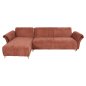 Preview: ECKSOFA MIT WENDBAREM SCHLAFMODELL MAILO, ORANGE STOFF, METALLBEINE 300x150x80Hcm