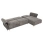 Preview: ECKSOFA MIT WENDBAREM SCHLAFMODELL MAILO, STOFF IN DUNKELGRAU – BEINE AUS METALL, 300 x 150 x 80 cm