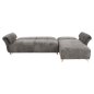 Preview: ECKSOFA MIT WENDBAREM SCHLAFMODELL MAILO, STOFF IN DUNKELGRAU – BEINE AUS METALL, 300 x 150 x 80 cm