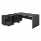 Preview: Professional office table Rosewood "LEFT" made of stepped melamine in gray and wenge colors (180x170x76 cm)