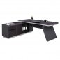 Preview: Professioneller Bürotisch Rosewood "LINKS" aus hochwertigem Melamin in Grau- und Wengefarbton