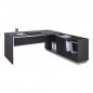 Preview: Professional office table Rosewood "RIGHT" made of stepped melamine in gray and wenge colors (180x170x76 cm)