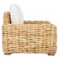 Preview: OUTDOOR LOUNGER MANGO WOOD IN NATURAL-WHITE CUSHIONS 110x88x70-85Hcm