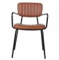 Preview: Polstersessel "Pepe" in Farbe Cognac aus Kunstleder und schwarzem Metallrahmen