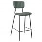 Preview: Upholstered barchair "Pepe" in green color made of imitation leather and black metal frame