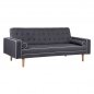 Preview: SOFA BETT SALVADOR IN GRAU MIT 2 SEITENKISSEN 224x88x84 cm