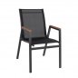 Preview: Aluminium Sessel Grau mit Textlinie schwarz & Polyholz