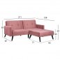 Preview: Eck-Sofa Bett "Livia" rose mit extra Fußhocker 211x158x83cm