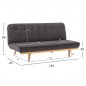 Preview: Sofa-Bett 3 Sitzer aus grauem Samt 193x85x88cm