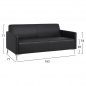 Preview: Sofa 3-Sitzer "Nellie" aus schwarzem PU 163x71x71cm