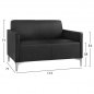 Preview: Sofa 2-Sitzer "Nellie" aus schwarzem PU 113x71x71cm