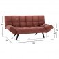 Preview: Sofa-Bett 3 Sitzer aus rosé Samt 182x80x88cm
