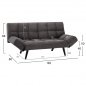 Preview: Sofa-Bett 3 Sitzer aus grauem Samt 182x80x88cm