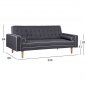 Preview: SOFA BETT SALVADOR IN GRAU MIT 2 SEITENKISSEN 224x88x84 cm