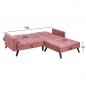 Preview: Eck-Sofa Bett "Livia" rose mit extra Fußhocker 211x158x83cm