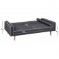 Preview: SOFA BETT SALVADOR IN GRAU MIT 2 SEITENKISSEN 224x88x84 cm