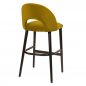 Preview: "Jyll" bar stool made of yellow gold velvet and legs made of black solid beech