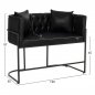 Preview: SOFA 2-SITZER IN SCHWARZ T.NUBUK & METALL SCHWARZ 64x120x97 cm