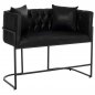 Preview: SOFA 2-SITZER IN SCHWARZ T.NUBUK & METALL SCHWARZ 64x120x97 cm