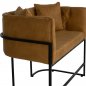 Preview: SOFA 2-SITZER IN SENFGELB T.NUBUK & METALL SCHWARZ 64x120x97 cm
