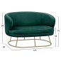 Preview: ARIEN Zweisitzer-Sofa in Farbe Grün mit goldener Metallbasis.
