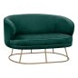 Preview: ARIEN Zweisitzer-Sofa in Farbe Grün mit goldener Metallbasis.
