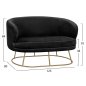 Preview: ARIEN two-seater sofa in black velvet with gold metal base