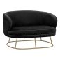 Preview: ARIEN two-seater sofa in black velvet with gold metal base