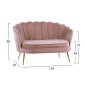 Preview: COQUILLE two-seater sofa in rosé velvet