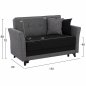 Preview: SCHLAFCOUCH 2 SITZ RHONA GRAU-SCHWARZ MIT STAURAUM 150x88x80