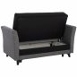 Preview: SCHLAFCOUCH 2 SITZ RHONA GRAU-SCHWARZ MIT STAURAUM 150x88x80