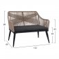 Preview: Sofa 2-Sitzer Aluminium Bambus-Optik mit Seil Beige 122x60x89 cm