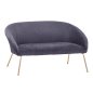 Preview: Sofa JOYCE mit Samtstoff in Grauton und Metallbeinen in Gold