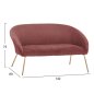 Preview: JOYCE sofa with pink velvet fabric and gold metal legs