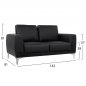 Preview: Sofa 2-Sitzer "Kenzie" mit schwarzer PU 142x81x81 cm