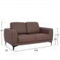 Preview: Sofa 2-Sitzer "Kenzie" mit braunem PU 142x81x81 cm