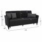 Preview: SOFA 3 SITZ "GALILEO" GRAU MIT SCHWARZEN BEINEN 222x90x89 cm