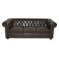 Preview: Gestepptes 3-Sitzer Chesterfield Sofa | In Dunkelbraun